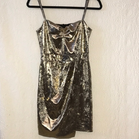 Zara Basic Gold Mini Dress NWOT - Picture 5 of 10
